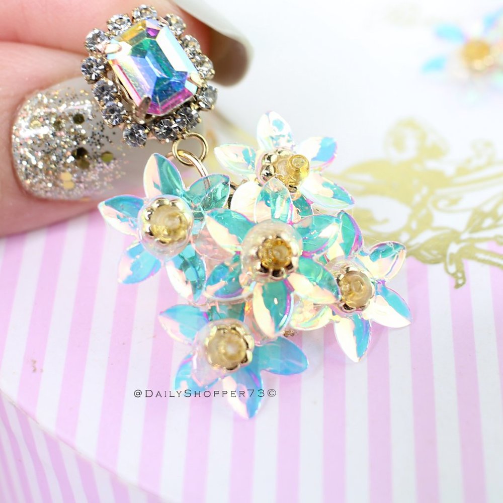 Women's Aurora Borealis Flower Drop Earrings